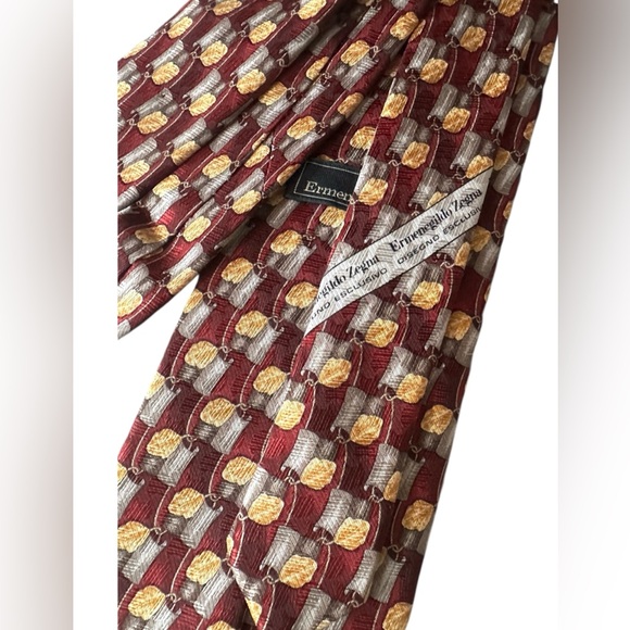 Ermenegildo Zegna Graphic All Over Print‎ Men’s Silk Tie - Picture 1 of 4